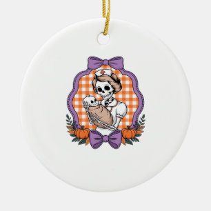 Oude Skeletverpleegster en Baby � Schattige Hallow Keramisch Ornament