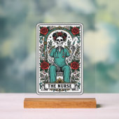 Oude skeletverpleegster tarotkaart shirt ontwerp_1 acryl bord (Neutraal)