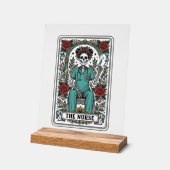 Oude skeletverpleegster tarotkaart shirt ontwerp_1 acryl bord (Hoek)