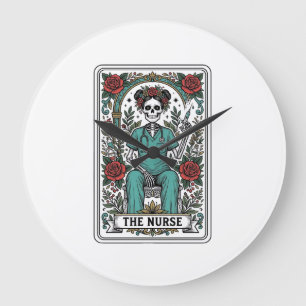Oude skeletverpleegster tarotkaart shirt ontwerp_1 grote klok