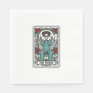 Oude skeletverpleegster tarotkaart shirt ontwerp_1 servet