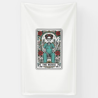 Oude skeletverpleegster tarotkaart shirt ontwerp_1 spandoek