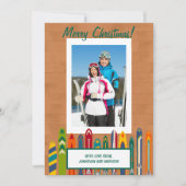 Oude Skis Aangepaste Foto Feestdagenkaart (Voorkant)