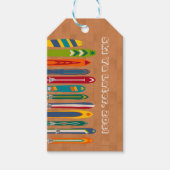 Oude skis op bruine gepersonaliseerde boodschap cadeaulabel (Voorkant)