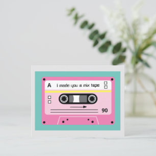 Oude Skool Roze Cassette Mix Tape Afspeellijst Briefkaart