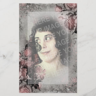 Oude sleutel en Rozen Aangepaste foto Briefpapier