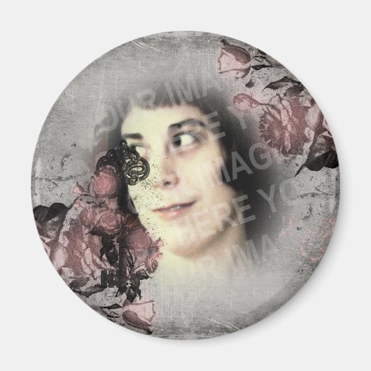 Oude sleutel en Rozen Aangepaste foto Magneet (Voorkant)