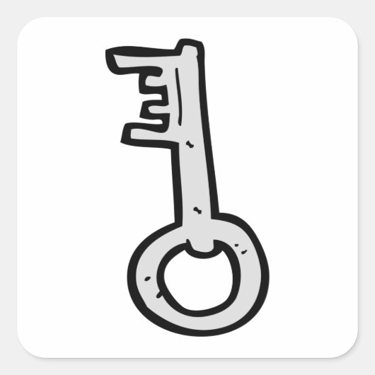 Oude sleutel vierkante sticker (Voorkant)