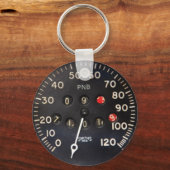 Oude snelheidsmeter van een racewagen sleutelhanger (Voorkant)