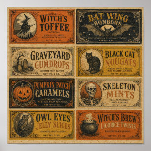 Oude snoepverpakkingen voor Halloween Poster