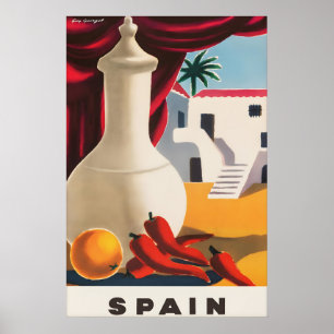 Oude Spaanse Reisposter Mediterrane Stilleven Poster