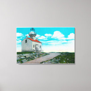 Oude Spaanse vuurtoren in Point Loma Canvas Afdruk