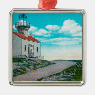 Oude Spaanse vuurtoren in Point Loma Metalen Ornament