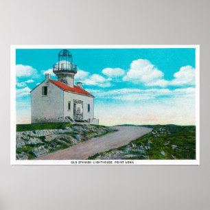Oude Spaanse vuurtoren in Point Loma Poster