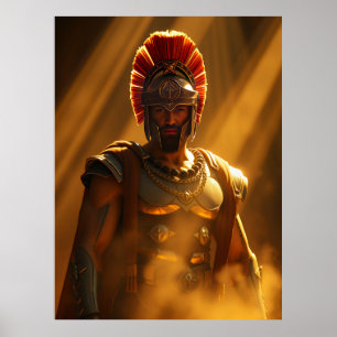 Oude Spartaanse Krijger in Gouden Zonlicht Poster