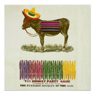 Oude spelletje 'ezelsoor' verjaardagsfeestje perfect poster