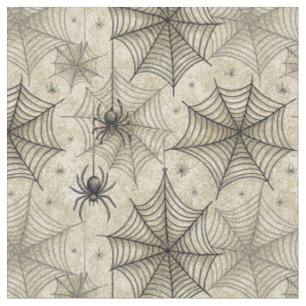 Oude spinnen en webben Halloween-patroon Stof