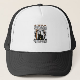 Oude Spokerig Seizoen Spokenhuis Halloween Ontwerp Trucker Pet