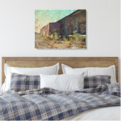 Oude spoorauto en treinstation canvas afdruk (Insitu (Slaapkamer))