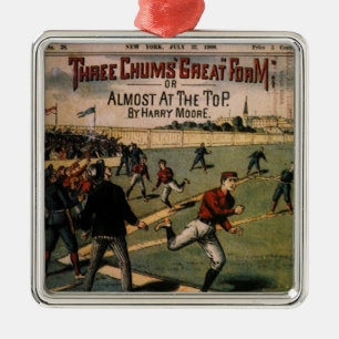 Oude sport baseball drie vrienden magazine cover metalen ornament