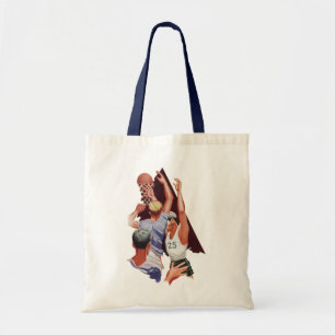 Oude sport, basketbalspelers in een wedstrijd tote bag