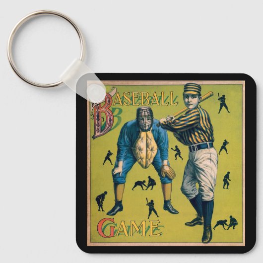 Oude sport honkbalspelers bij de thuiswedstrijd sleutelhanger (Voorkant)