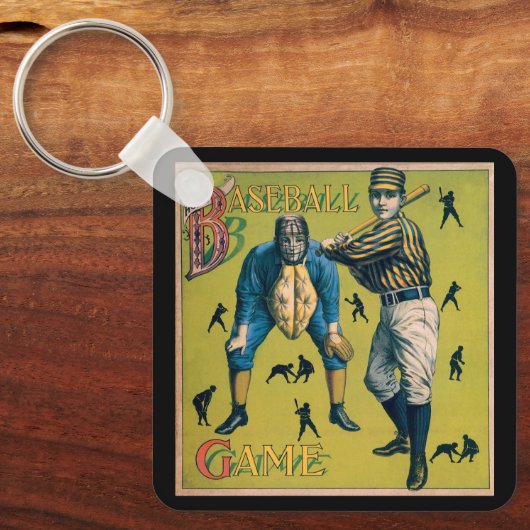 Oude sport honkbalspelers bij de thuiswedstrijd sleutelhanger (Voorkant)