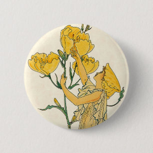 Oude Sprookje, Teunisbloem, Walter Crane Ronde Button 5,7 Cm