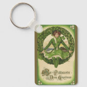 Oude St. Patrick's Day, Ierse dame in een krans Sleutelhanger (Voorkant)