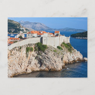Oude stad Dubrovnik op een High Cliff Briefkaart