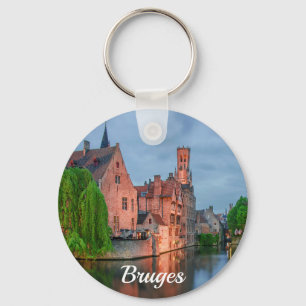 Oude stad en Belfry-toren 's nachts in Brugge Sleutelhanger