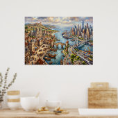 Oude Stad Haven Stadsgezicht Poster (Keuken)