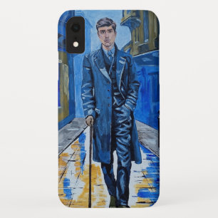 Oude stad, man, straat, wandelstok iPhone XR hoesje