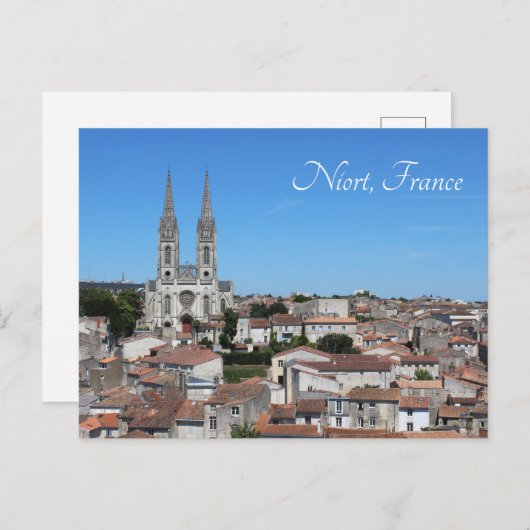 Oude stad Niort Skyline, Frankrijk Briefkaart (Voorkant / Achterkant)