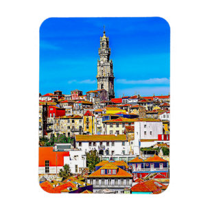 Oude stad Porto met tower Clerigos. Magneet
