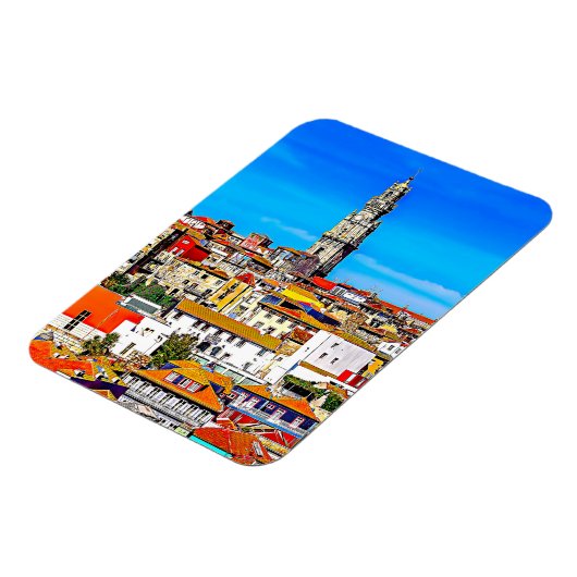 Oude stad Porto met tower Clerigos. Magneet (Linkerzijde)