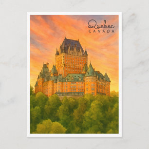 Oude Stad Quebec City Waterverf Canada Feestdagenkaart