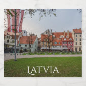 Oude stad Riga in het najaar Bier Etiket (Enkel label)