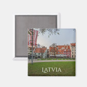 Oude stad Riga in het najaar Magneet (Voorkant / Achterkant)