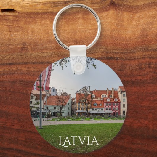 Oude stad Riga in het najaar Sleutelhanger (Voorkant)