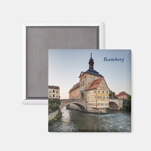 Oude Stadhuis en de Obere Bridge in Bamberg Magneet (Voorkant / Achterkant)