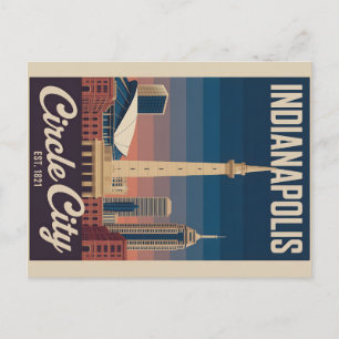 Oude stadsgezichte van Indianapolis Indiana Reisbe Briefkaart