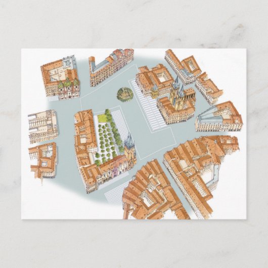 Oude stadsplein. Prague Czech Briefkaart (Voorkant)