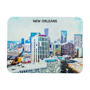 Oude stadssilhouet van New Orleans Louisiana Magneet
