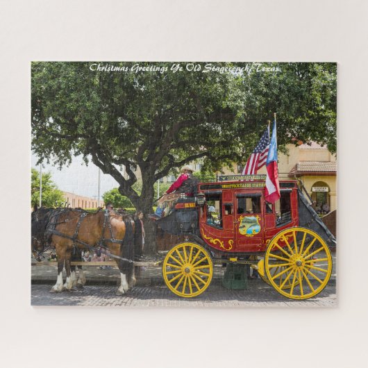 Oude Stagecoach Texas, kerstcadeautjes Legpuzzel (Horizontaal)