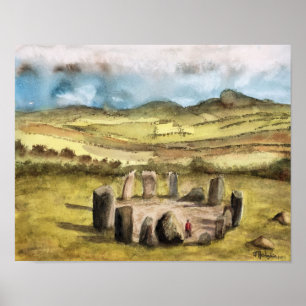 Oude Stenen, Ierland, Waterverf, poster
