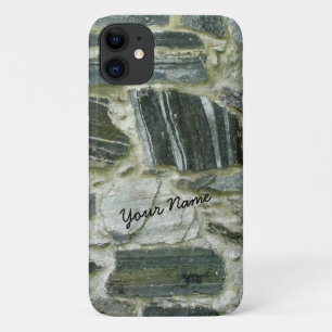 Oude stenen muur met naam iPhone 11 hoesje