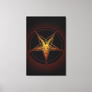 Oude Stijl Baphomet Aflame 24x36 Museum Kwaliteit Canvas Afdruk