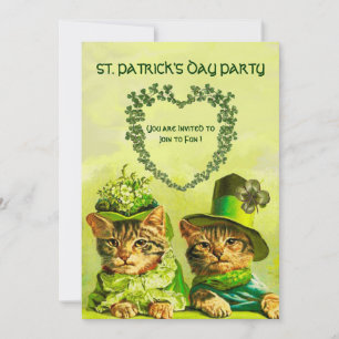 OUDE STIJL IERSE KATTEN, ST.PATRICKS DAG FEESTJE KAART