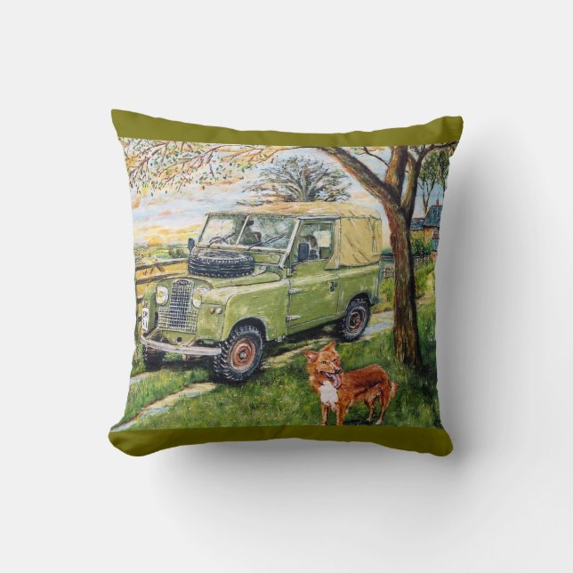 Oude stijl Land Rover Cushion. Kussen (Voorkant)